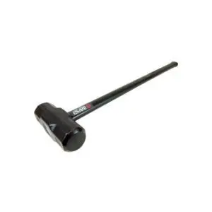 A black plastic hammer with long handle.