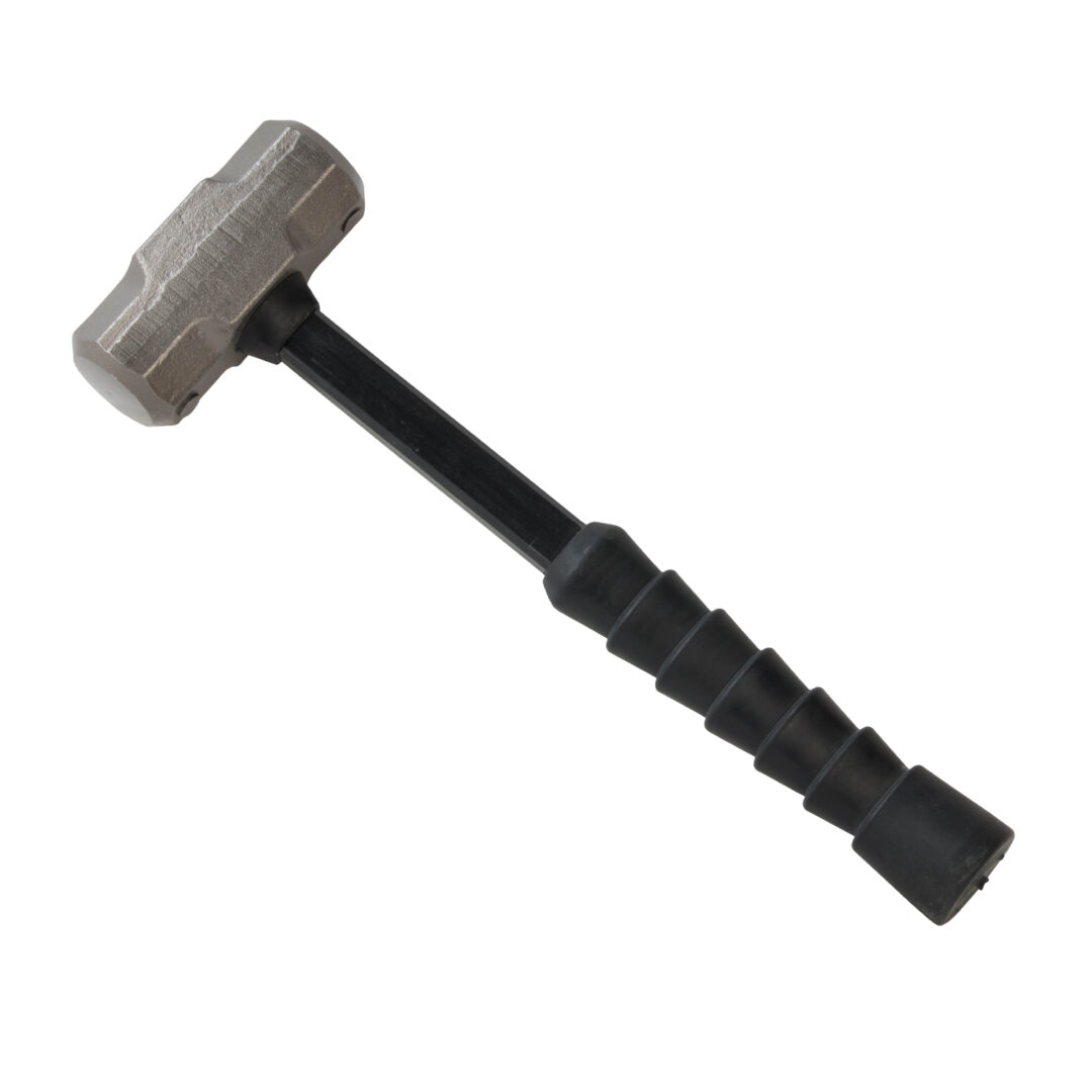 A hammer with a long handle is shown.