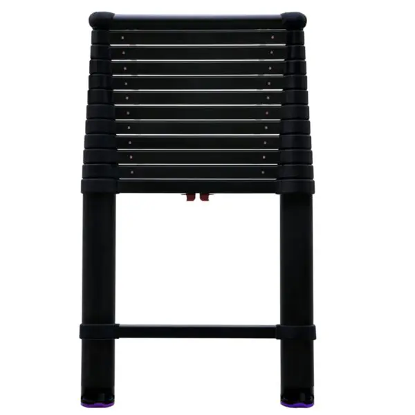 A black chair with a purple handle.