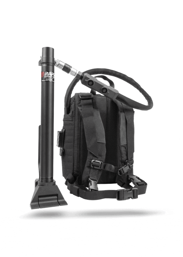 A backpack with a pump attached to it